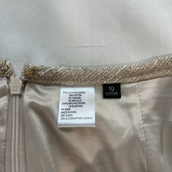 Preston & York Cream Gold Shimmer High Waist Pencil Skirt | Size 10 - Picture 4 of 7